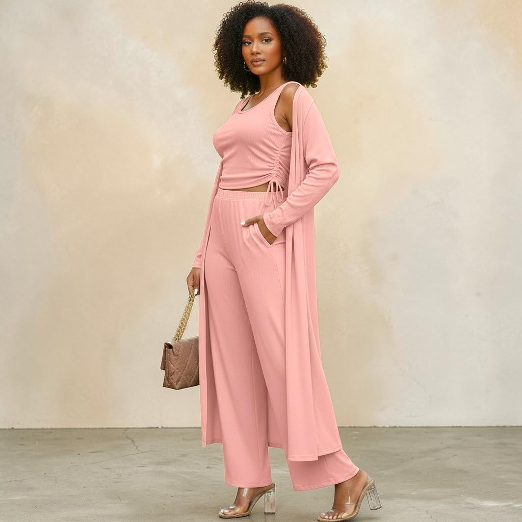 Women’s Ribbed Lounge 3 Piece Set