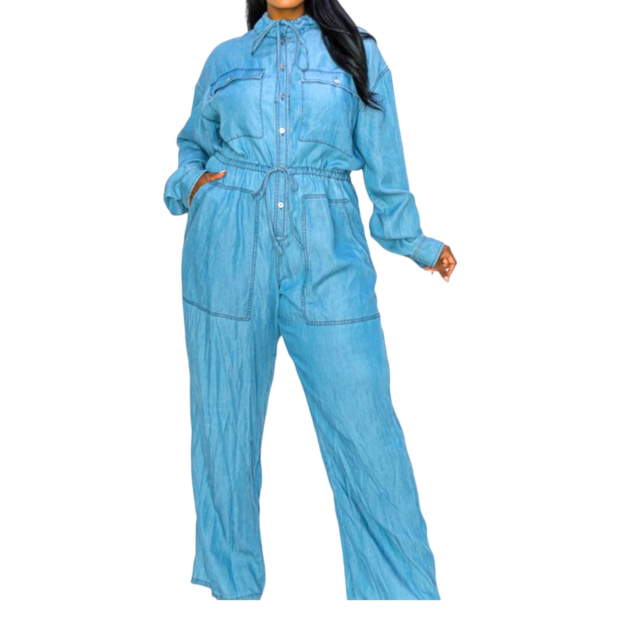 Women's Plus Size Denim Jumpsuit