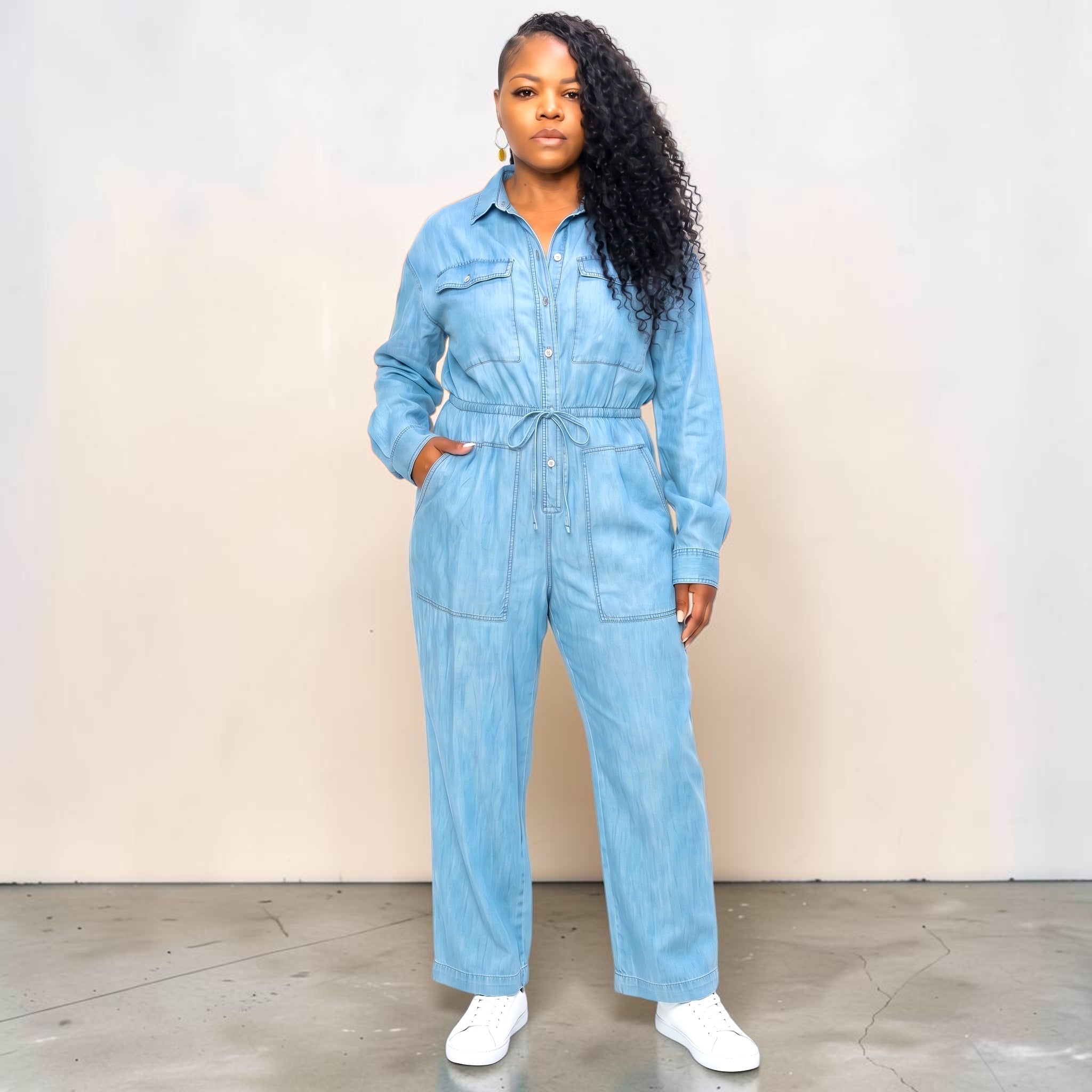 Women's Plus Size Denim Jumpsuit
