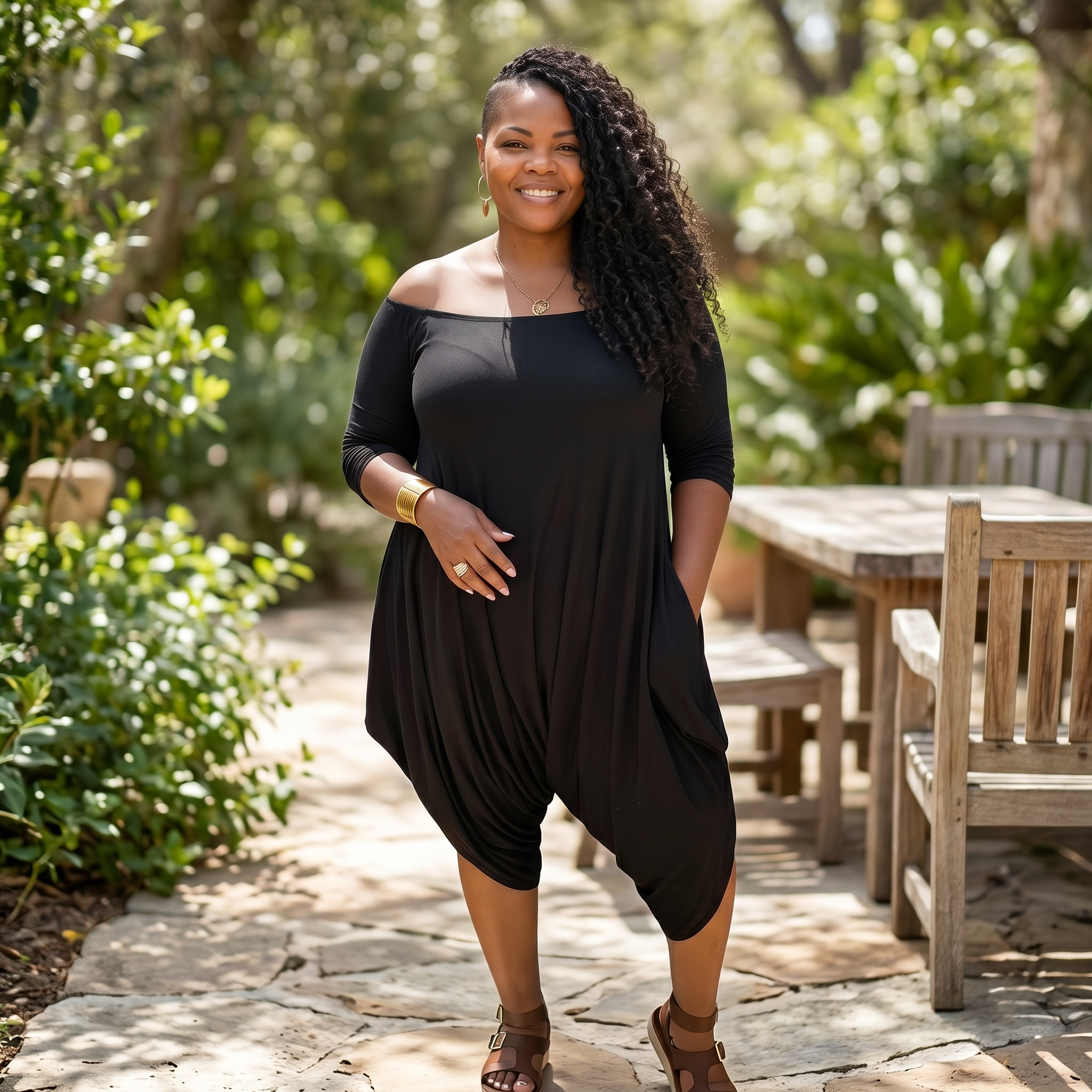 Women's  Plus Size Harem Long Sleeve Jumpsuits
