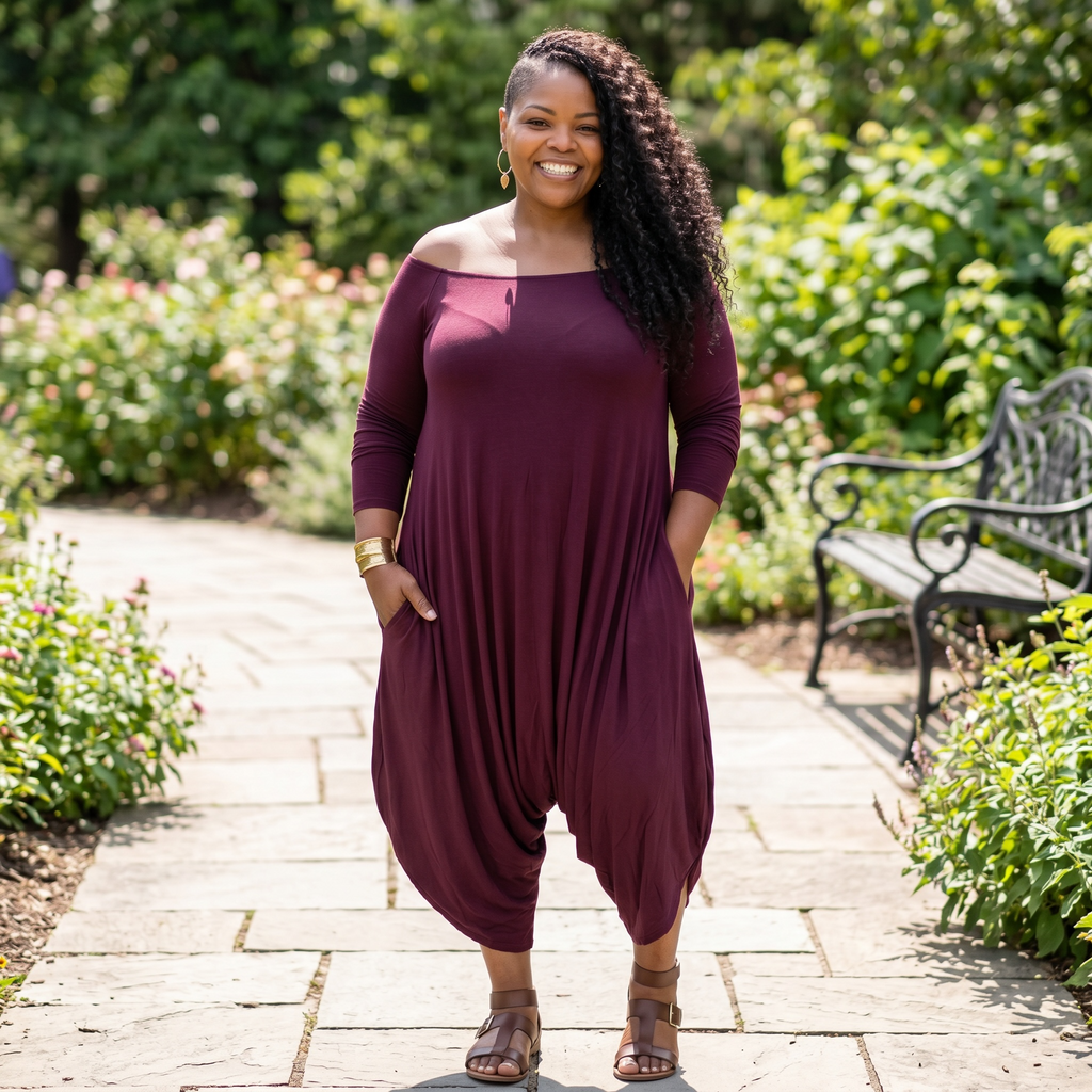 Women's  Plus Size Harem Long Sleeve Jumpsuits