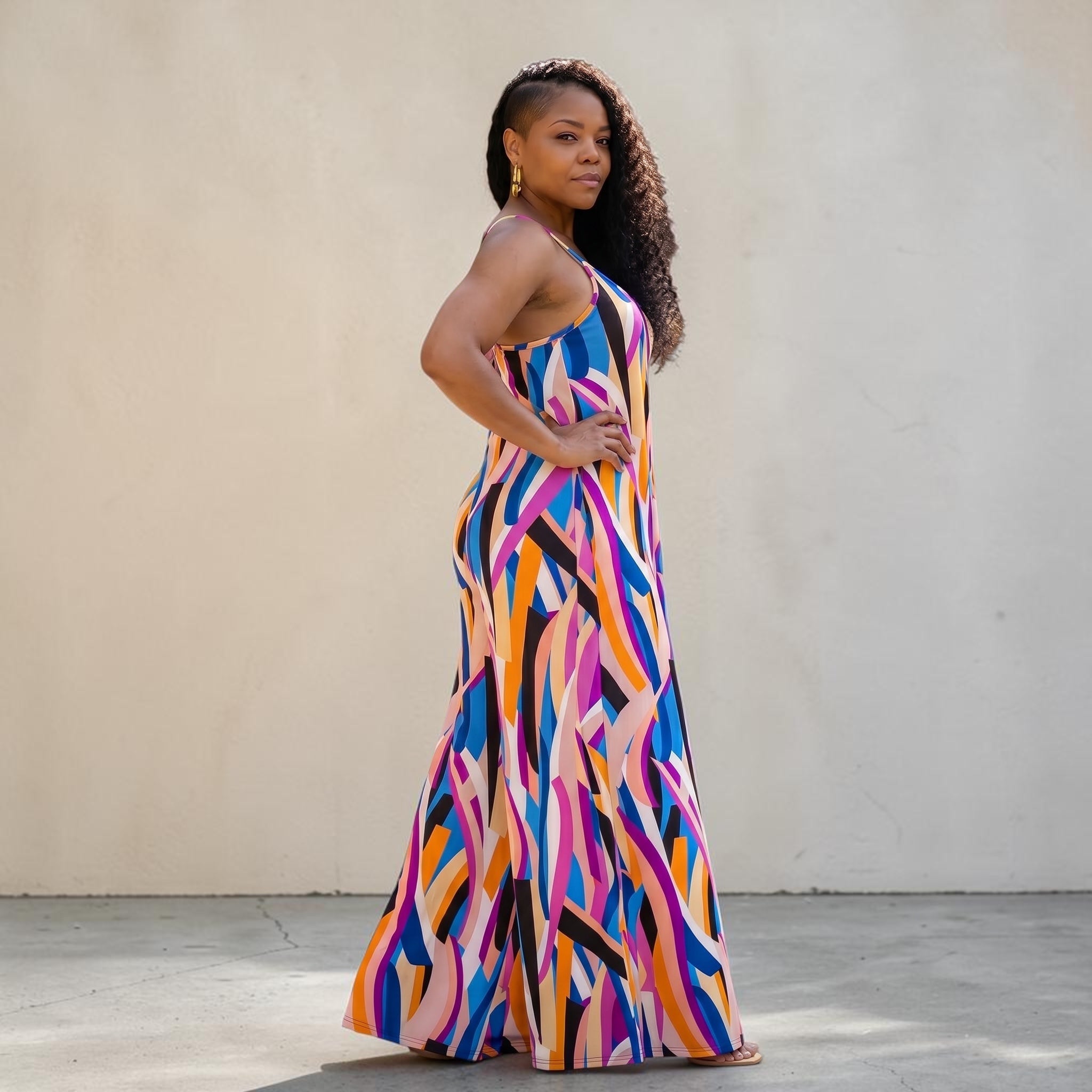 Women's Splash Of Color Wide leg Jumpsuit With Pockets