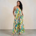 Women's Splash Of Color Wide leg Jumpsuit With Pockets