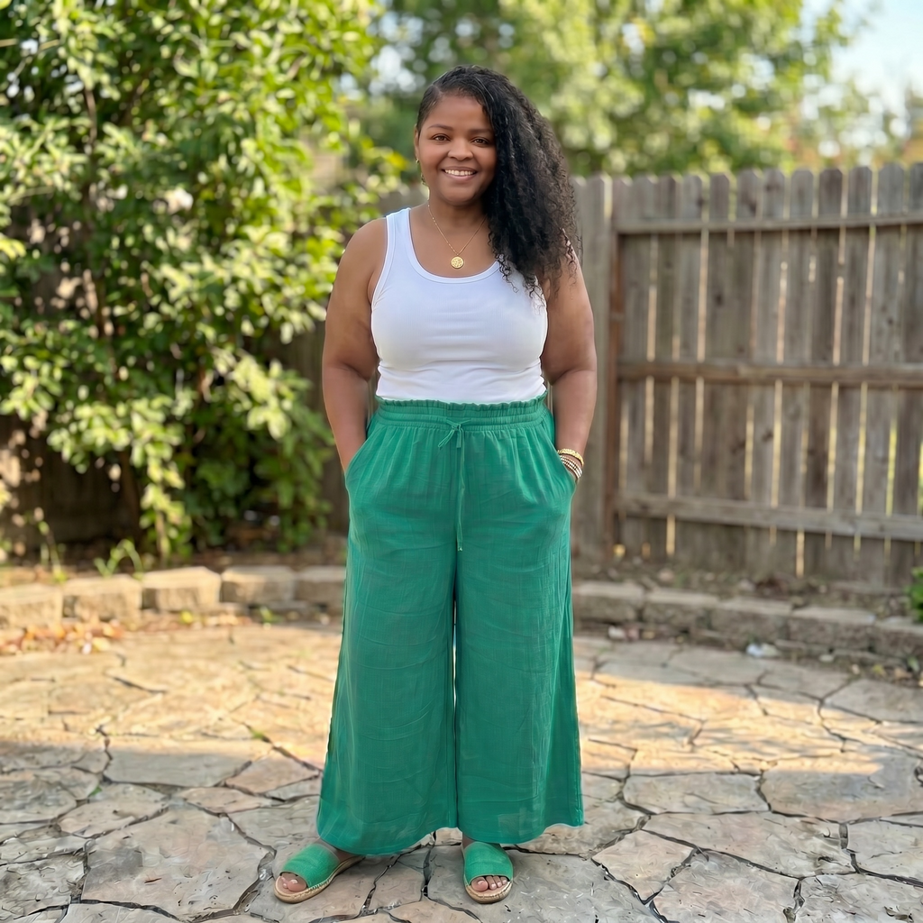 Womens Plus Size Kelly Green Wide Leg
