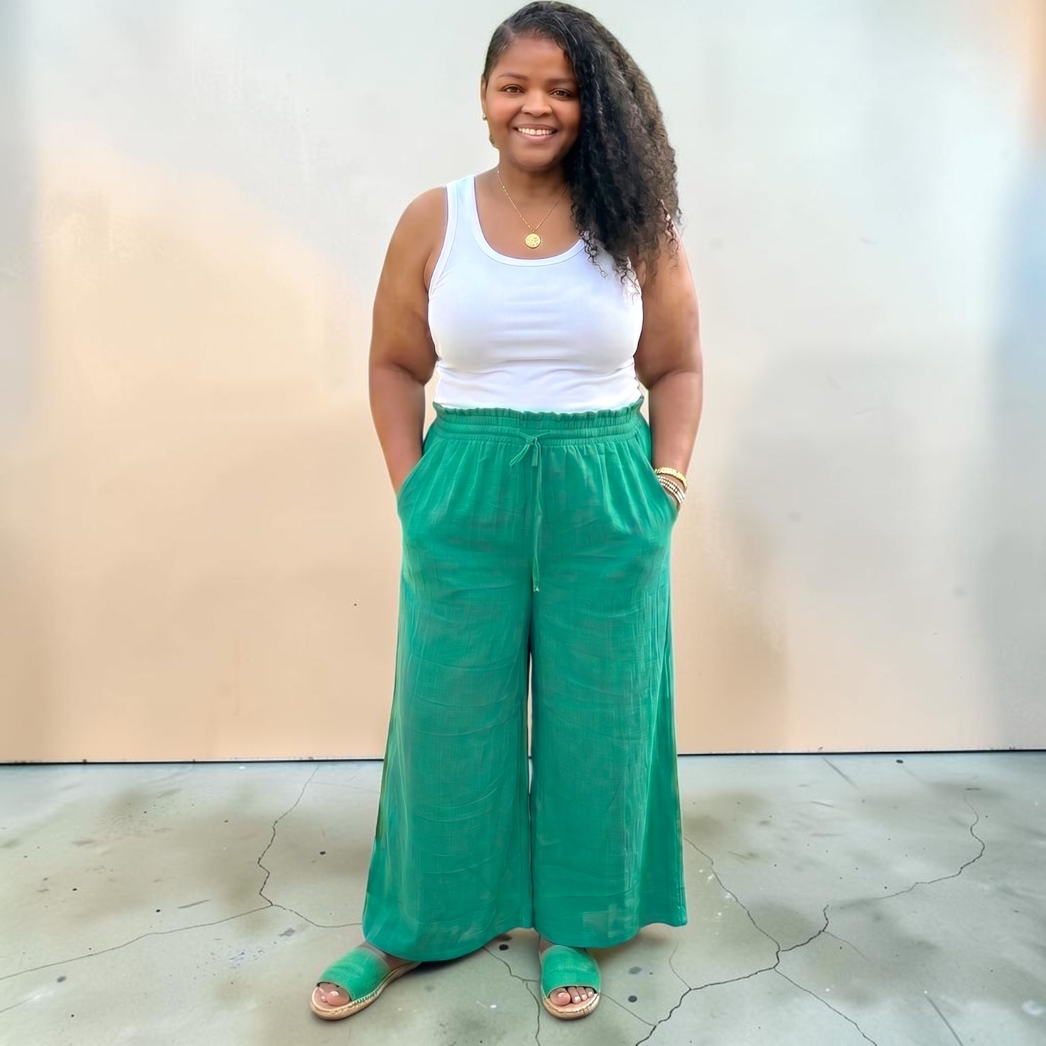 Womens Plus Size Kelly Green Wide Leg