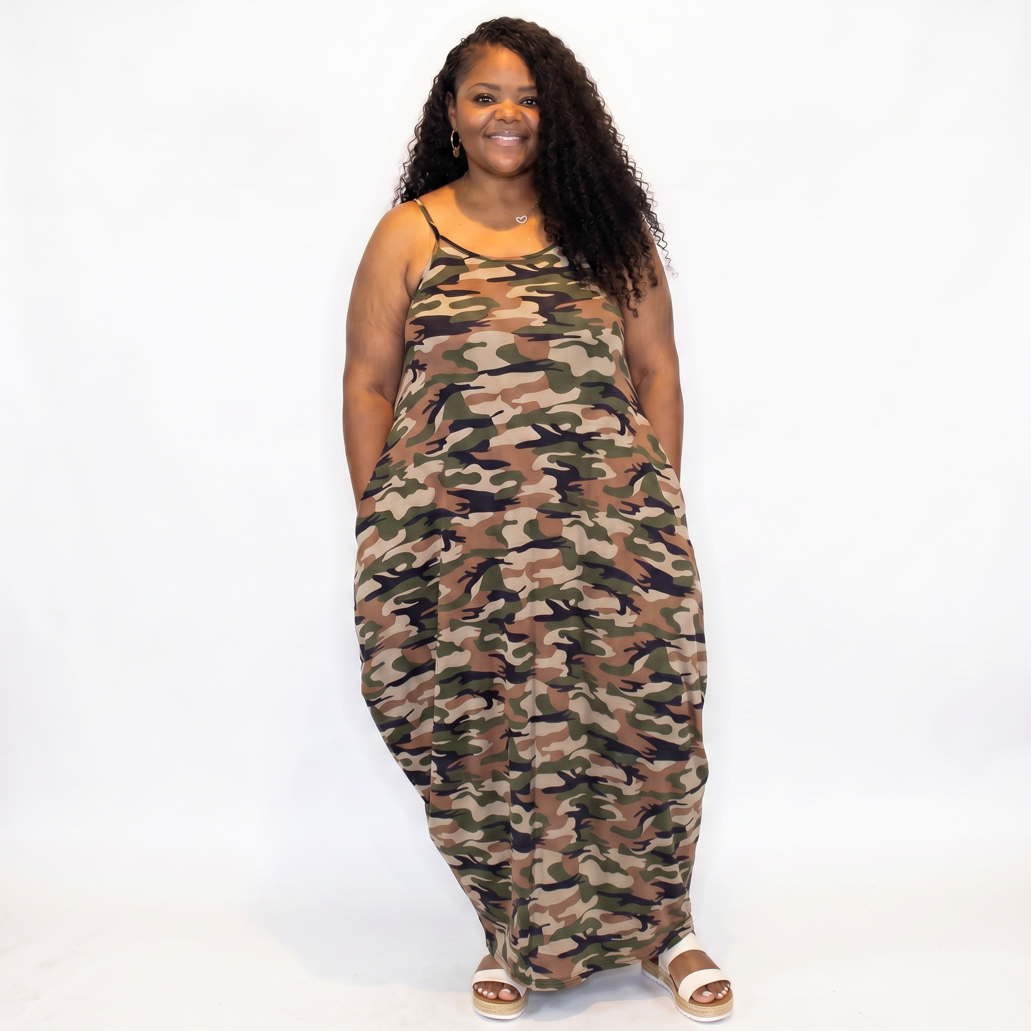 The Mira Camoflauge Maxi Dress With Pockets