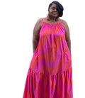 Womens Elegant Brushed Pink Maxi Dress With Pockets