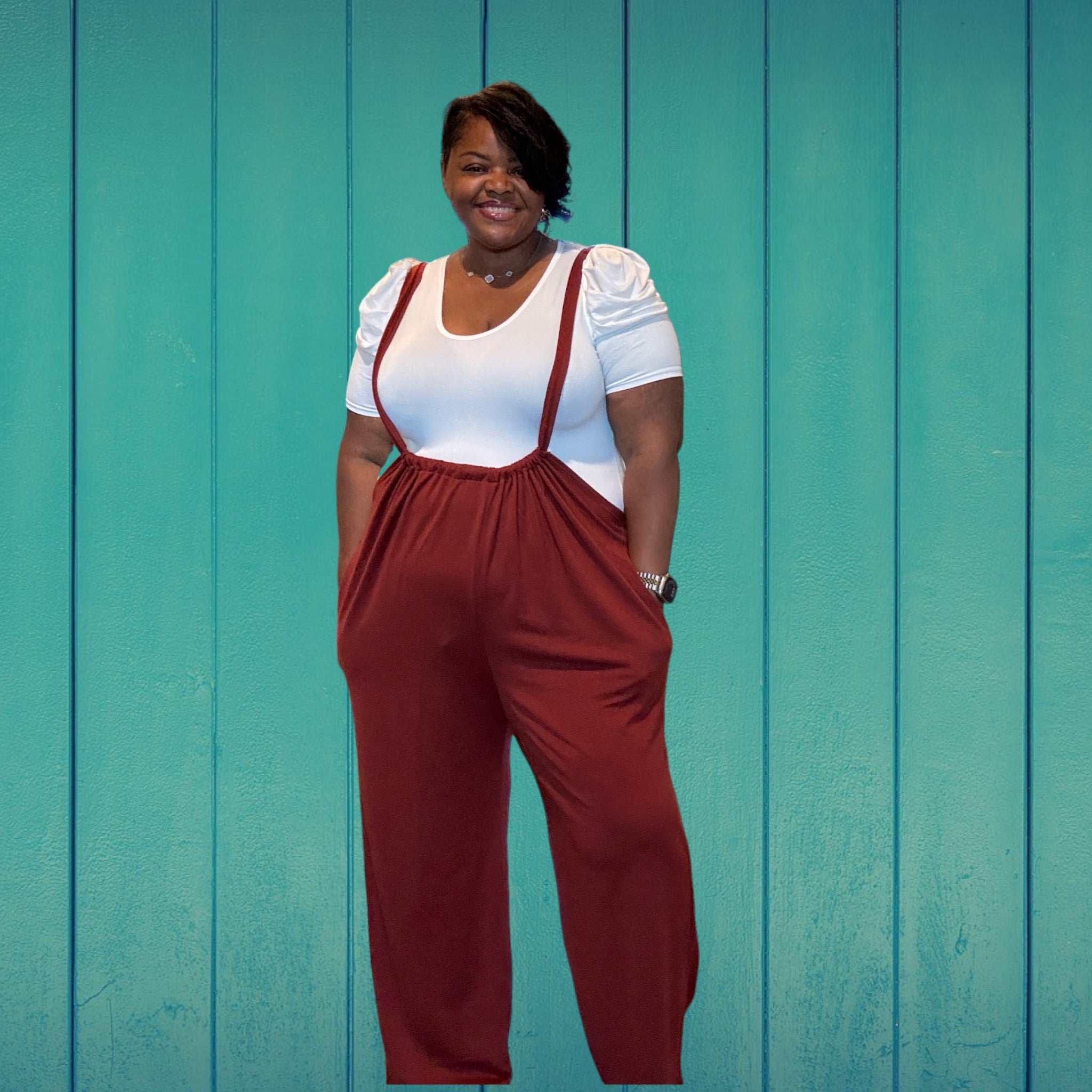 Plus Size Boho Chic Wide Leg Suspender Pants