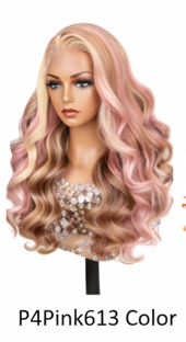 Red Rose Black Wear and Go 24' Highlights Body Wave Human Black Lace Front Human Hair Wigs