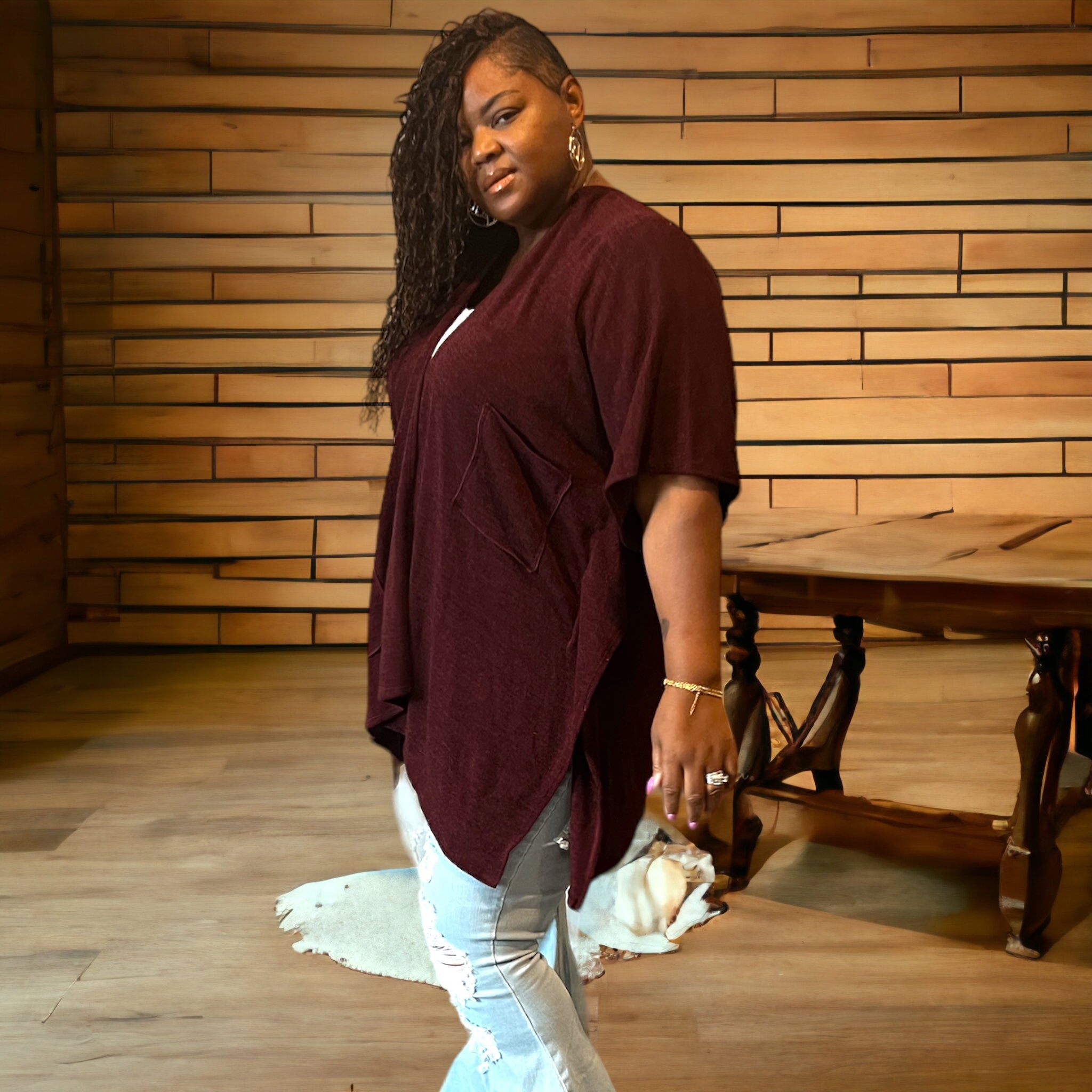 Plus Size Unique Asymmetrical Hem Sweater
