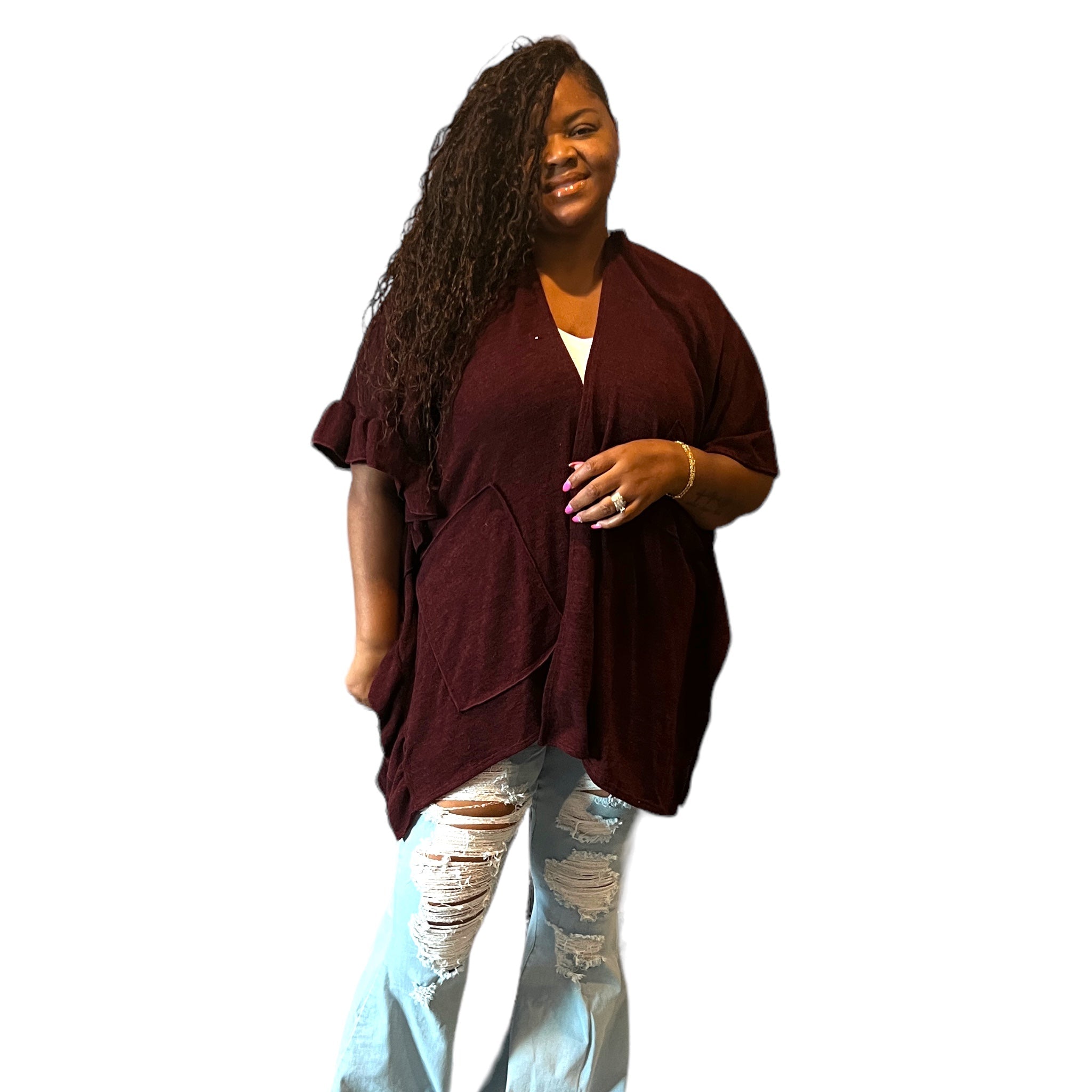 Plus Size Unique Asymmetrical Hem Sweater