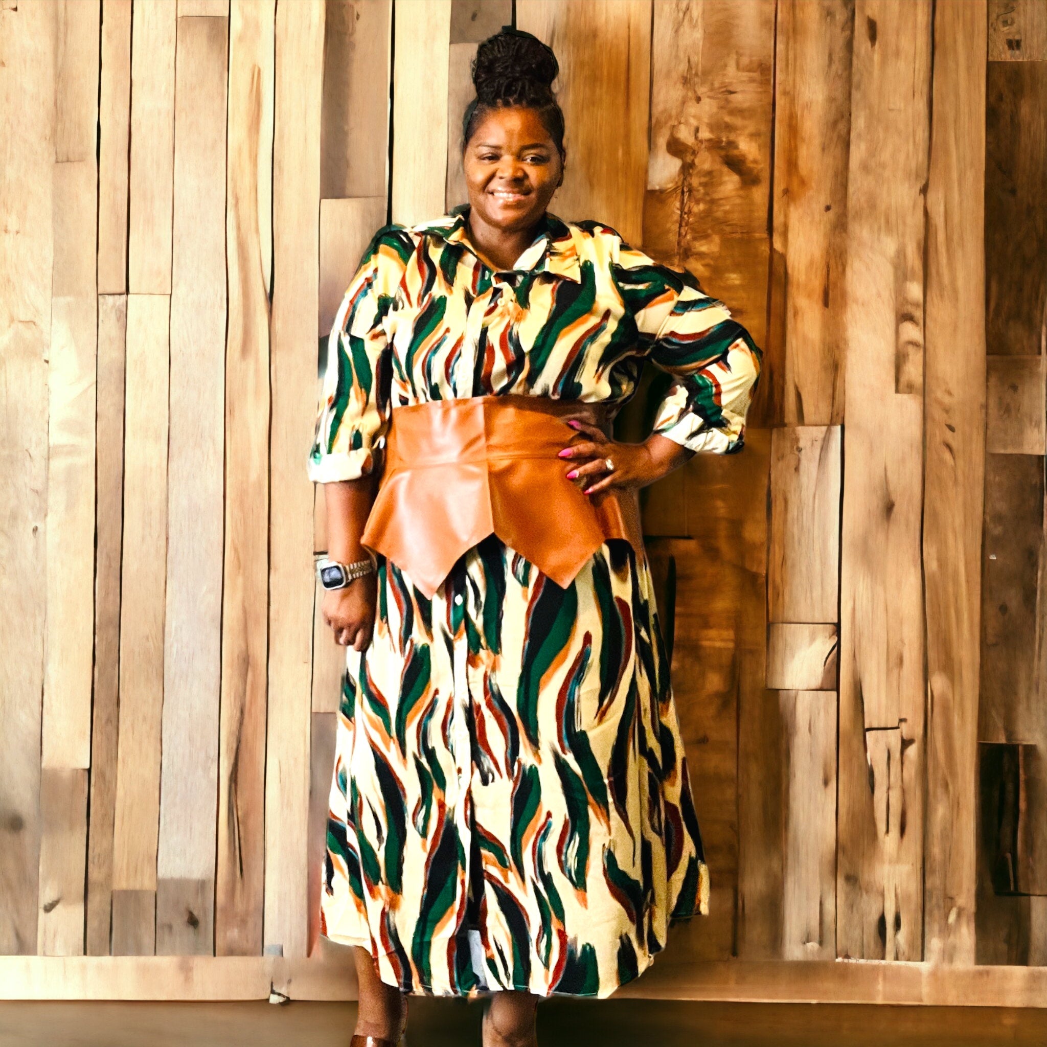 Women's Plus Size Brushed Long Sleeve Maxi Dress