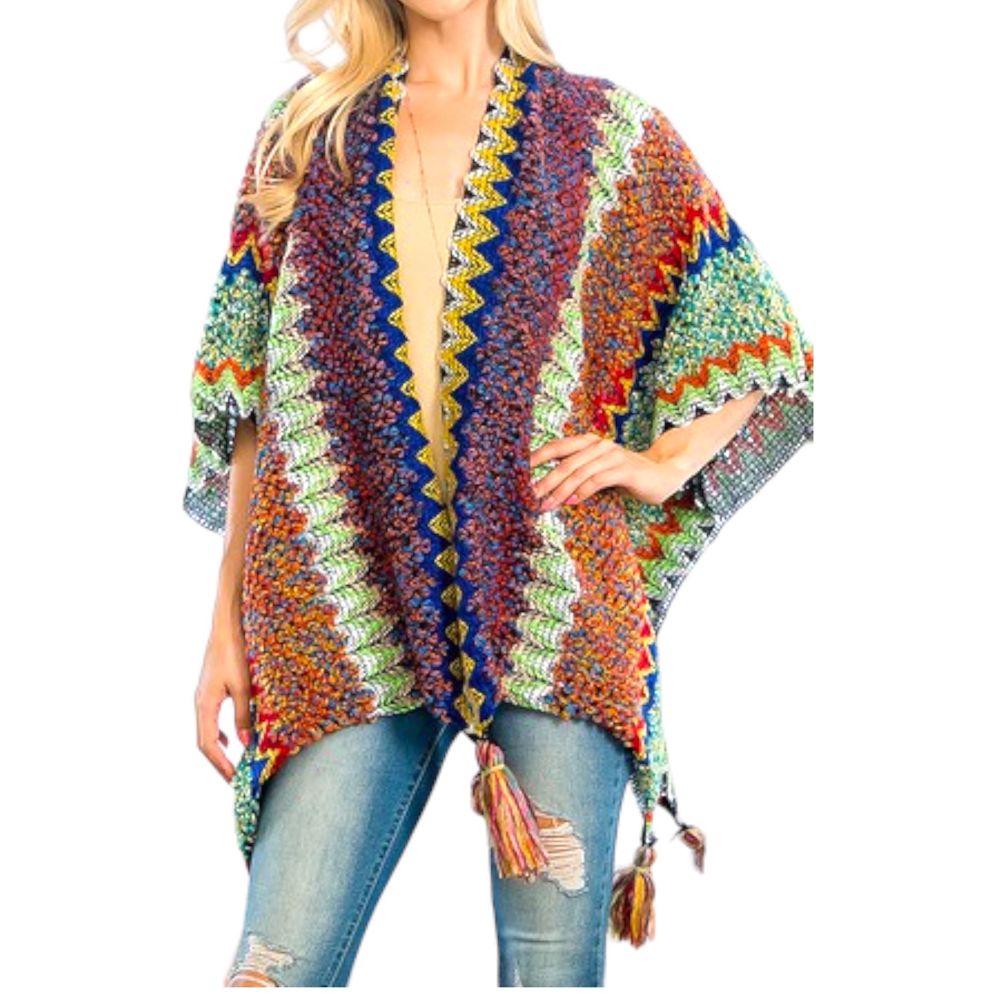 Women's Chic Chevron-Style Poncho