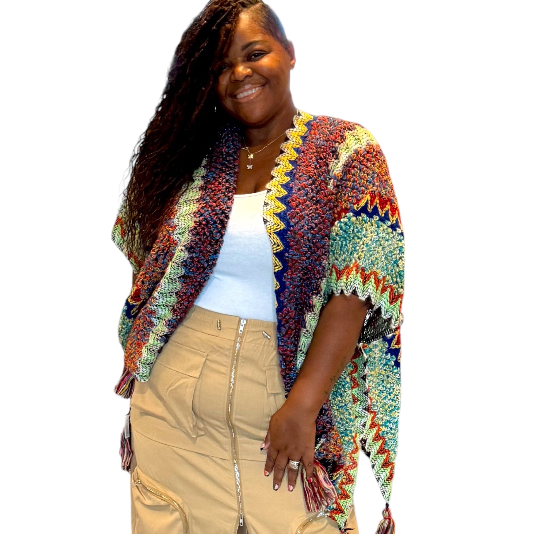 Women's Chic Chevron-Style Poncho