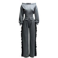 Plus Size Hoodie Jacket and Side Tassel Pants Set