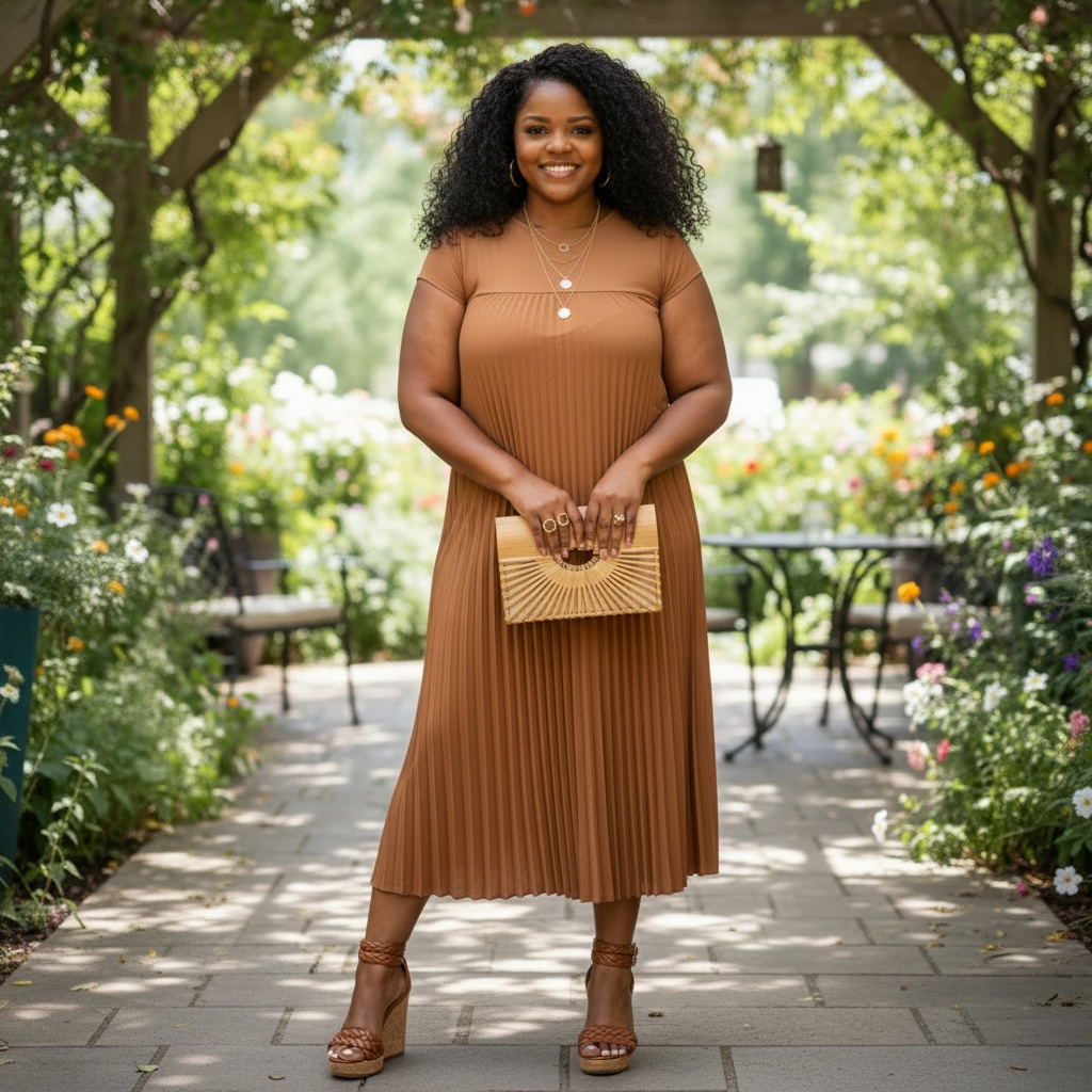Elegant Plus Size Pleated Maxi Dress