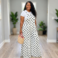 Womens Plus SIze Polka Dot Wide Leg Jumpsuit