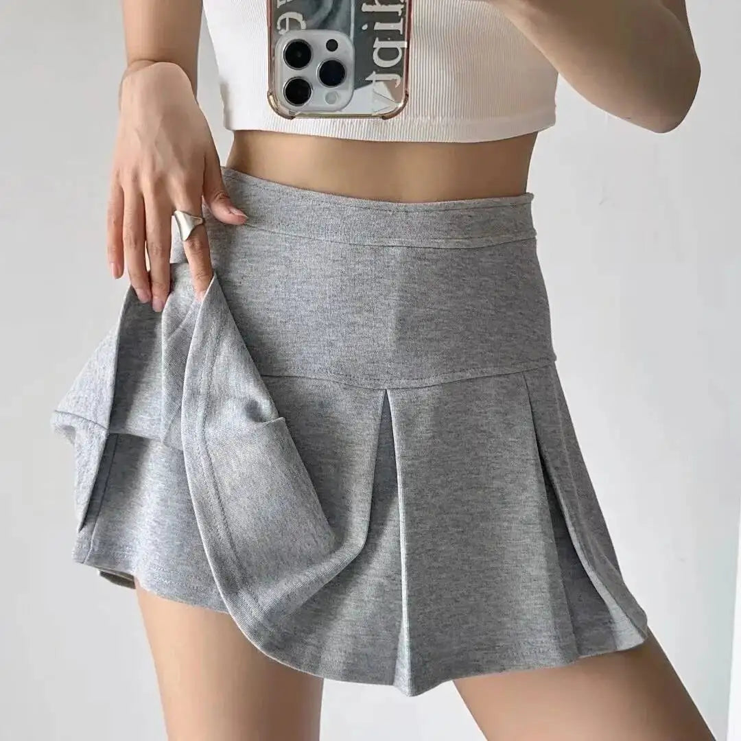 2026 Spring/summer New High Waisted Sporty Style Pleated Skirt Women Spicy Girl Casual Versatile Wrap Hip Short Skirt EJQ2