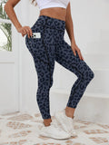 Printed High-Waist Pocket Fitness Pants Women