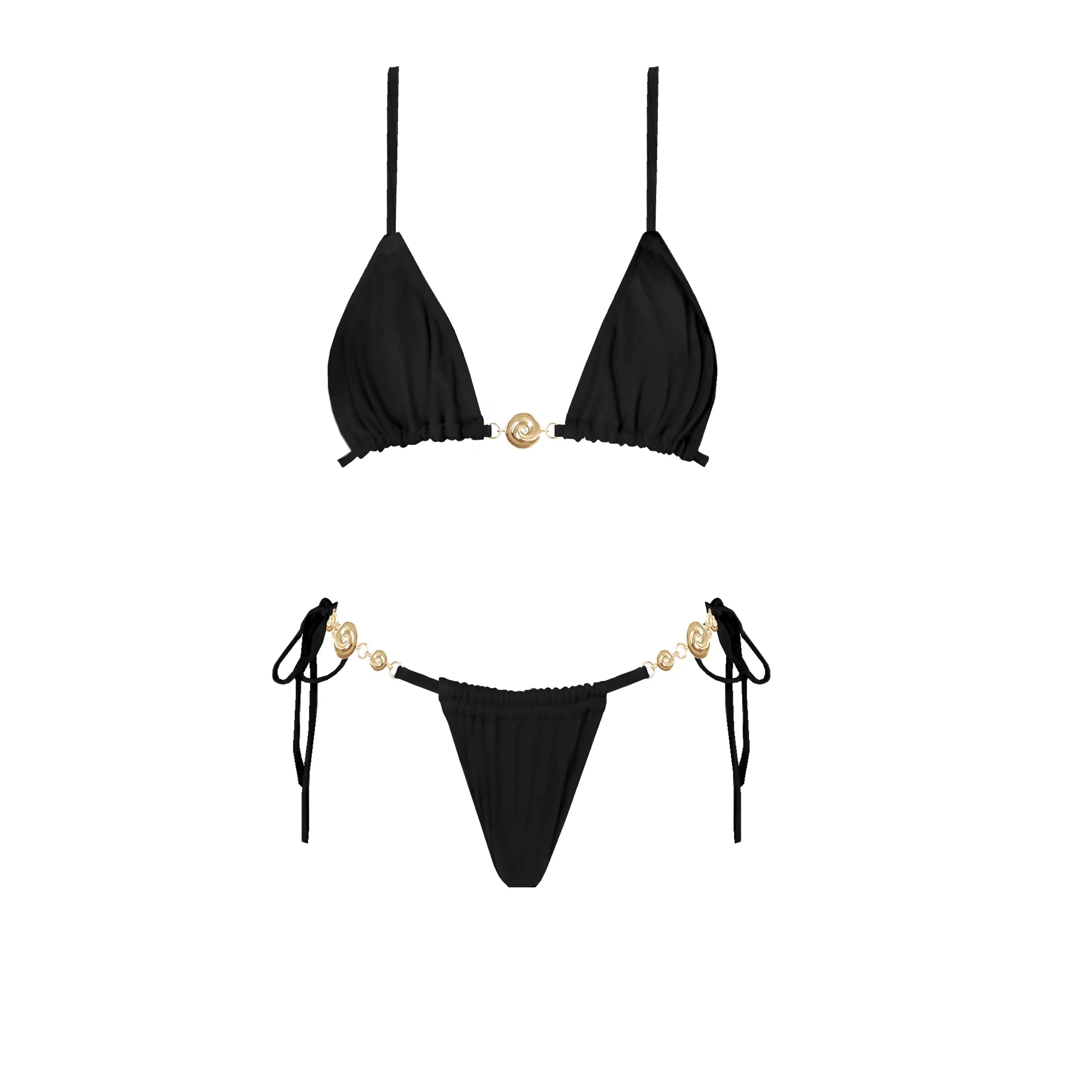 Black 3Pc Button Bikini Sexy Swimsuit Women 2026 New Swimwear Lace Skirt Swim Suit Push Up Bathingsuit Bandeau Biquini Beachwear
