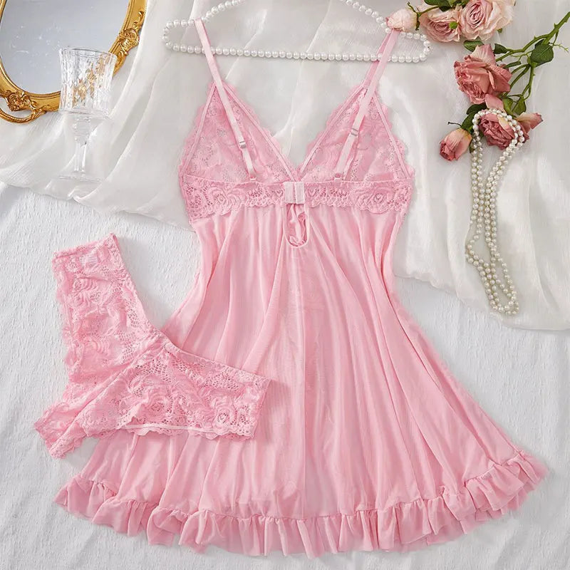 Sexy Lingerie Triangle Panty Set Women's Night Dress Erotic Underwear Lace Transparent Underpants Sexy Thong Plus Size Briefs