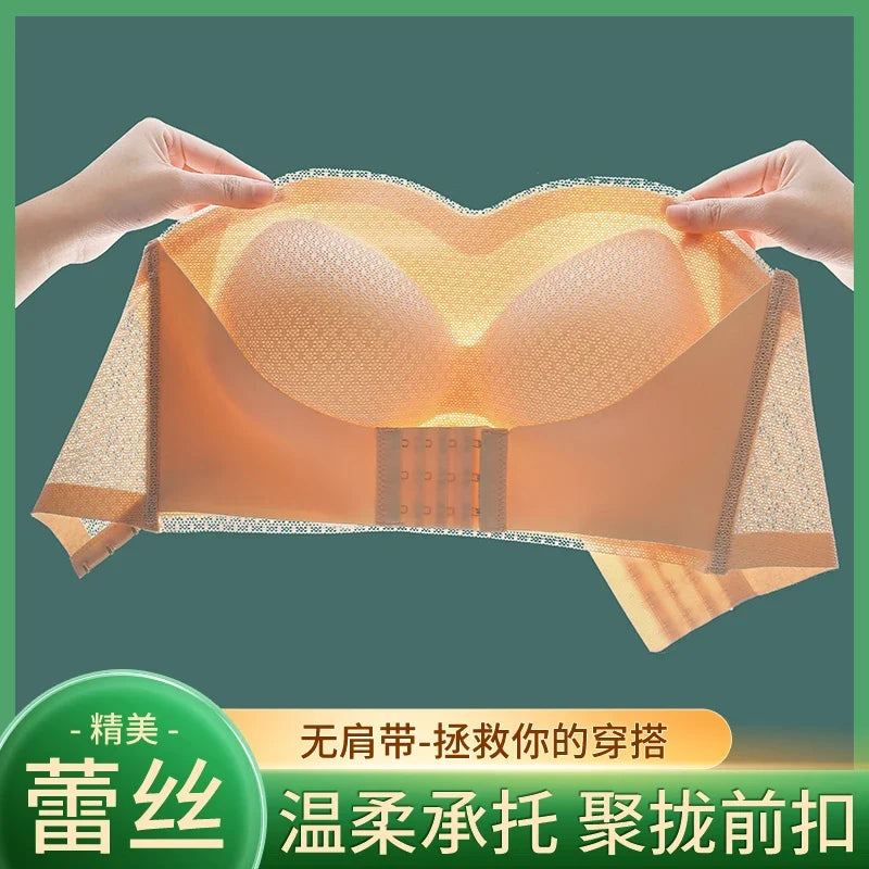 Sexy Push Up Bra Front Closure Strapless Underwear for Women Plus Size Invisible Brassiere Wireless Breathable Female Lingerie