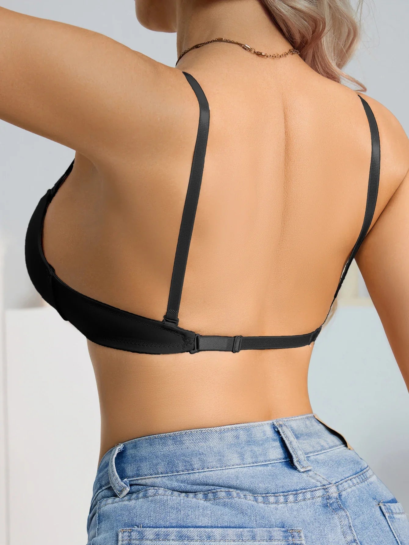 1Pcs Daily Basic Women's Bra Solid Front-Clasp Lining Push-Up Bra Comfortable Underwire T-Shirt Bra for Women
