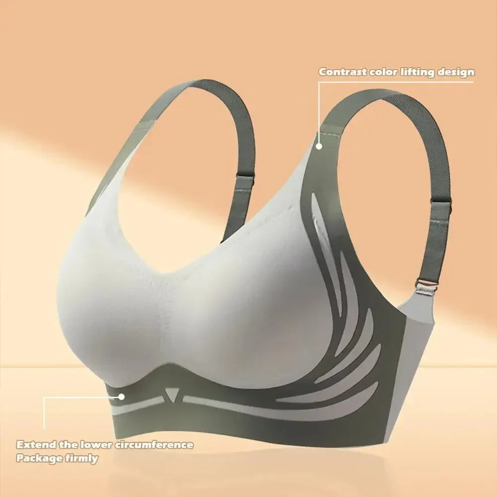 Powerful Push up Seamless Bra Women Gathered Up Wireless Bra Soft Full Coverage Support Adjustable Underwear Anti Sagging Bra