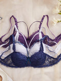 3PCS Lace Women's Underwear Set Sexy Mesh Lace Push-Up Bra Stylish Comfy Underwire Lingerie Bra for Women
