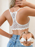 Floral Lace Women's Bra Front Clasp Padded Push up Bra Sexy Backless Underwear Trendy Women's Top