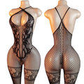 Sexy Fishnet Hollow Lingerie Sets Women Exposed Breast Crotchless Bodystockings See Through Erotic Open Bras Underwear BodySuits