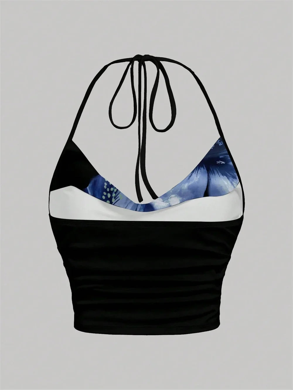Tie-dye Print Halter Top for Women Summer Y2K Clothes Sexy Backless Drape V-neck Crop Top Streetwear