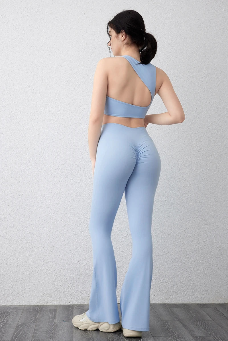 DIAS FIT JOY Peach flared pants for women's yoga high waisted and hip lifting tight pants wide leg fitness pants quick drying