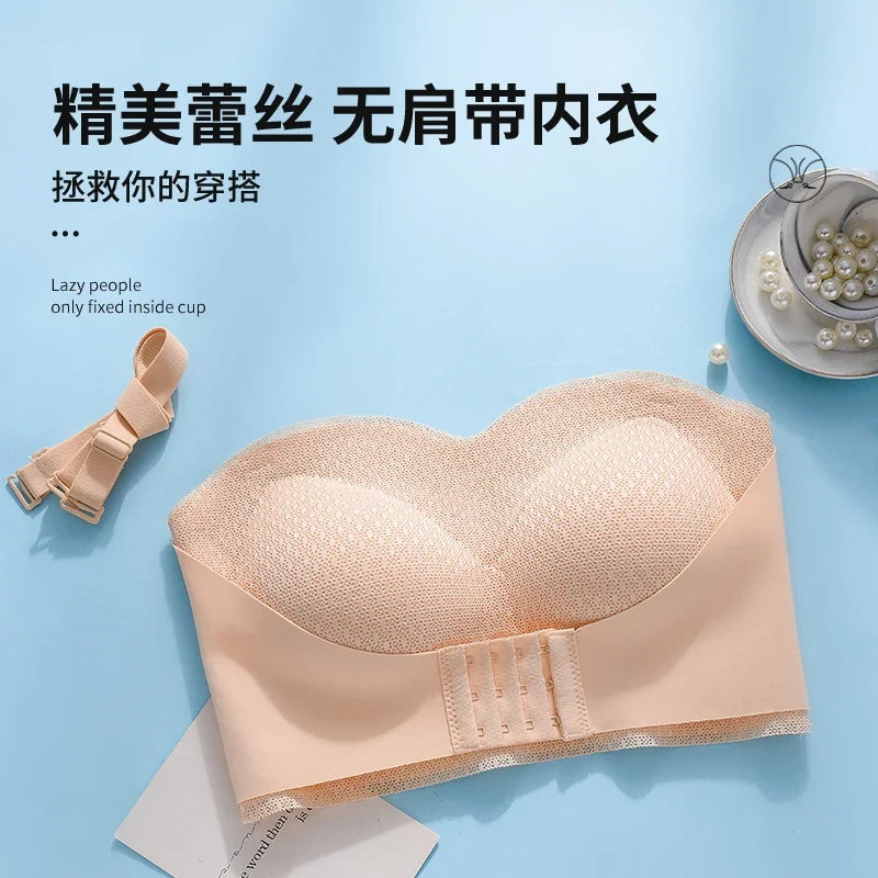 Sexy Push Up Bra Front Closure Strapless Underwear for Women Plus Size Invisible Brassiere Wireless Breathable Female Lingerie