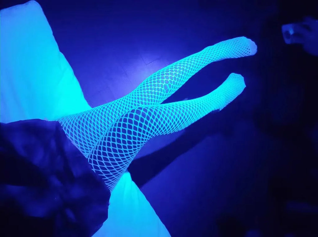 Gothic Harajuku Punk Long Stockings Women Mesh High Tights Lolita Luminous Socks Sexy Pantyhose