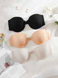 3PCS Seamless Women Push Up Bra Basic Underwire Bras Supportive and Comfortable Solid Strapless Women's Bras