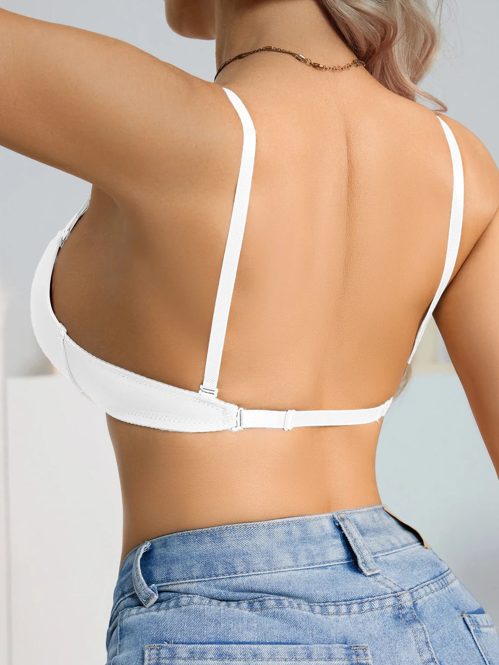 1Pcs Daily Basic Women's Bra Solid Front-Clasp Lining Push-Up Bra Comfortable Underwire T-Shirt Bra for Women