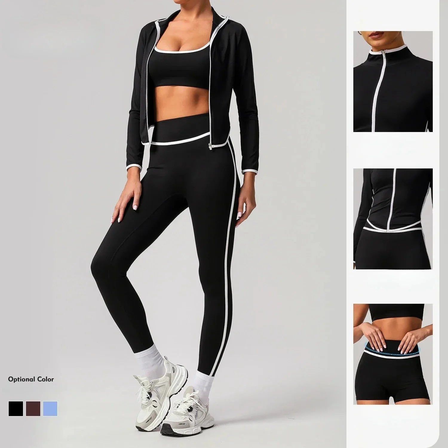🖤 Seamless Yoga Set – High Waist, Hip-Lifting
