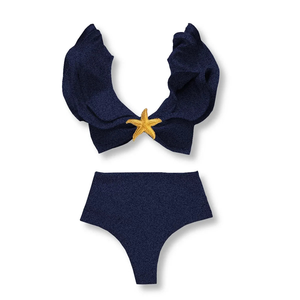 3 Pieces Sexy Bikinis Set Shoulder Ruffle Swimsuit Women 2025 Swimwear Shiny Star Swim Suits Female Bodysuit Bathsuit Beachwear