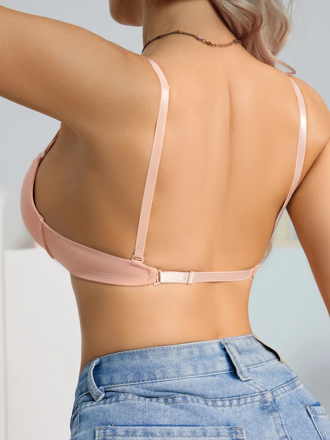 1Pcs Daily Basic Women's Bra Solid Front-Clasp Lining Push-Up Bra Comfortable Underwire T-Shirt Bra for Women
