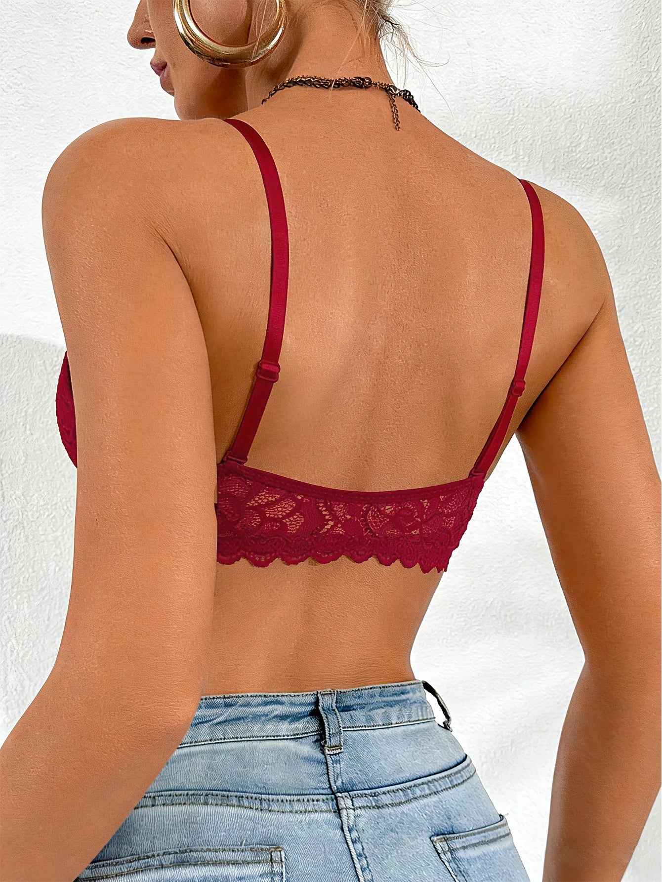 1Pcs Lace Butterfly Women's Sexy Bras French Front Closure Push up Bra Non-Padded Comfortable Versatile Back Design Top