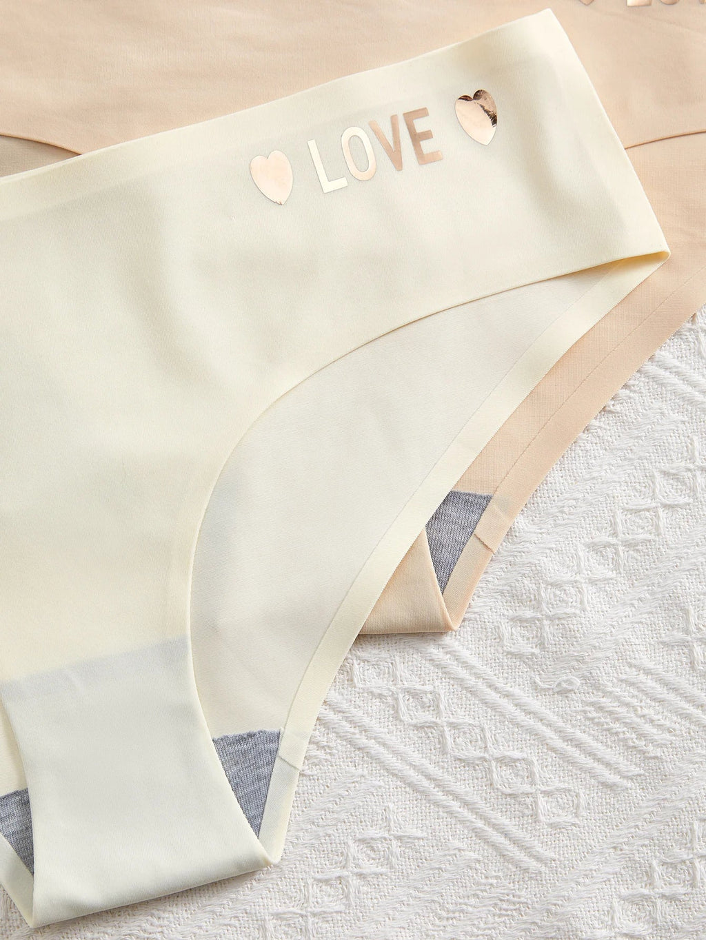 8PCS Love Heart Print Ice Silk Women's panties Seamless Summer Breathable Women's Underwear