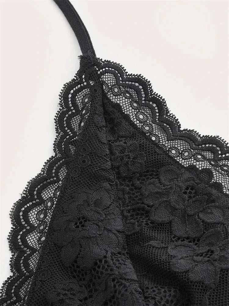 Lace V-neck Halter Top Women Summer Sexy Grunge Punk Goth Backless Ruched Crop Top Cami Top Streetwear Y2K Clothes 2024