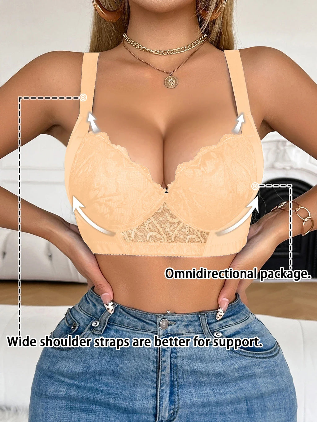 Push UP Bra for Women Lace Trim B C Cup Padded Bust Enhancing sexy bras Side Support Function Comfortable bra