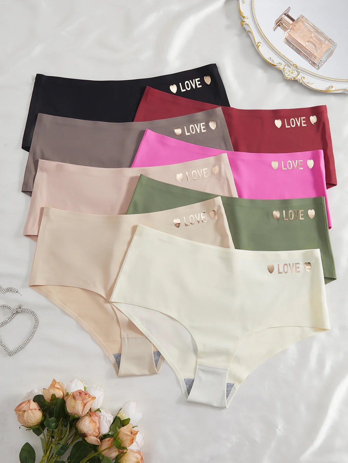 8pcs/Set Seamless High Waist Panties Women's Letter Underwear Breathable Stretchy Briefs Female Trendy Comfortable Lingerie