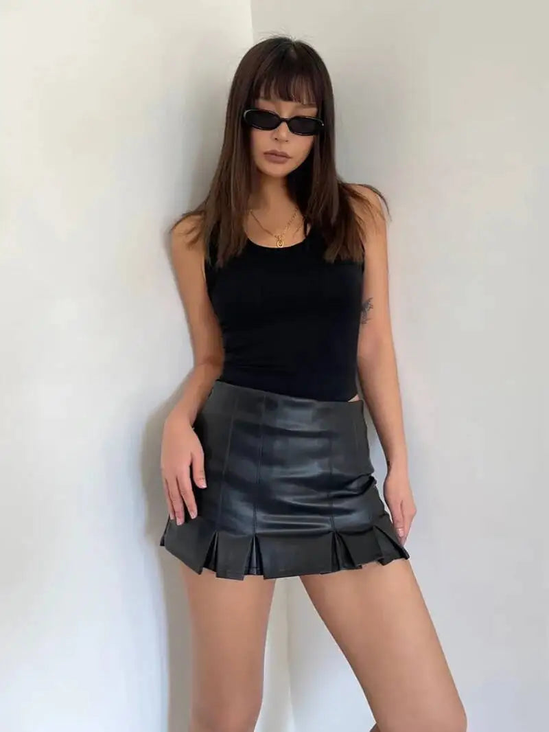 Women's Summer New Pure Desire Wind Spicy Girl Low Waist Pleated Skirt Design Sense  Slim A-line Wrap Buttocks Mini Skirt 53J6