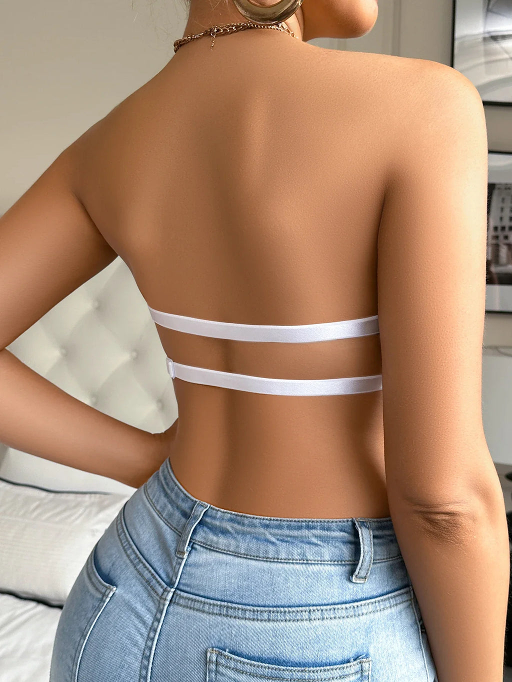 Daily Lace Patchwork Detachable Strap Women's Sexy Bras Invisible Strapless Backless Bra for Dresses Soft Thin Cup Push up Bra