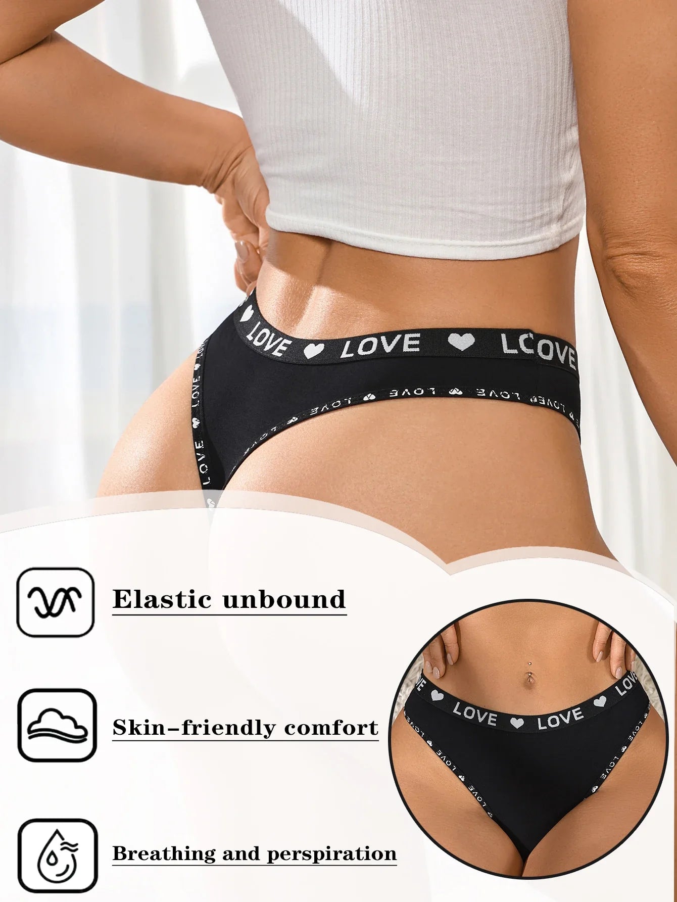 6Pcs/Set Women Seamless Panties Sexy Low Waist Thong Female Breahtable Underwear Ladies Love Heart Panties Lingerie
