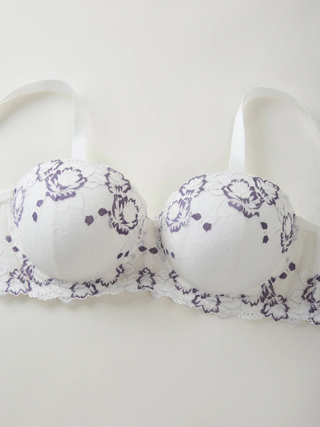 Daily Wide Strap Plus Size Women Bra Lace & Embroidery Push up Bra Comfort Thin Cup Underwire Support Lingerie Bra