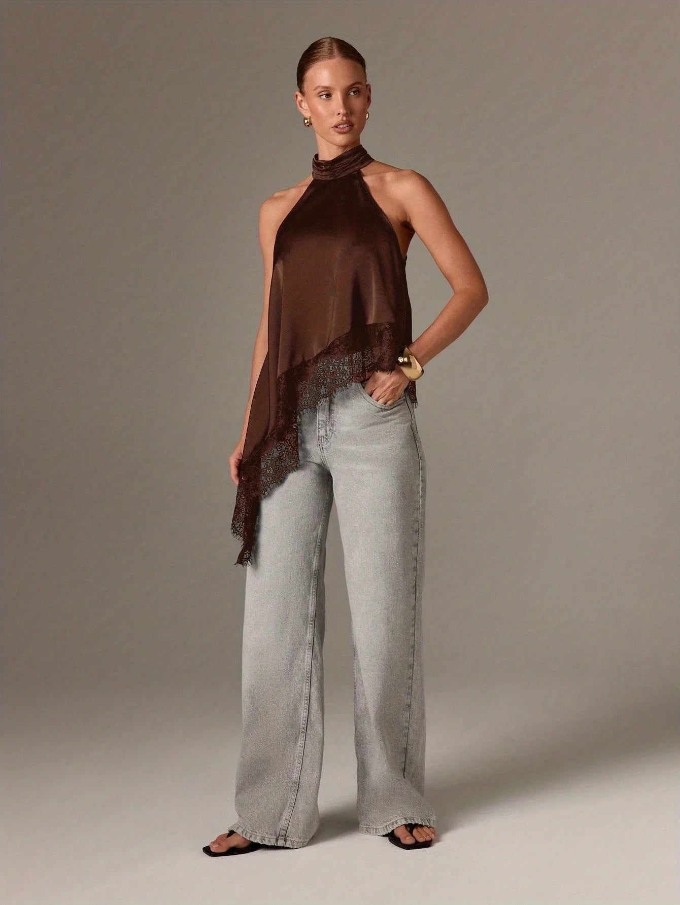 Autumn Fashion Women's Asymmetrical High-Neck Backless Halter Neck Top